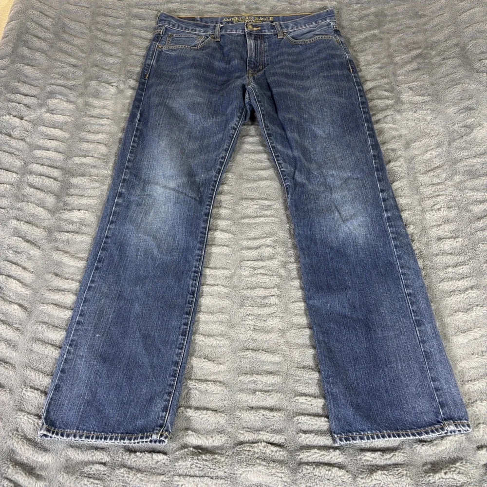 American Eagle Mens Original Straight Leg Blue Jeans 33x30 Medium Wash Cotton